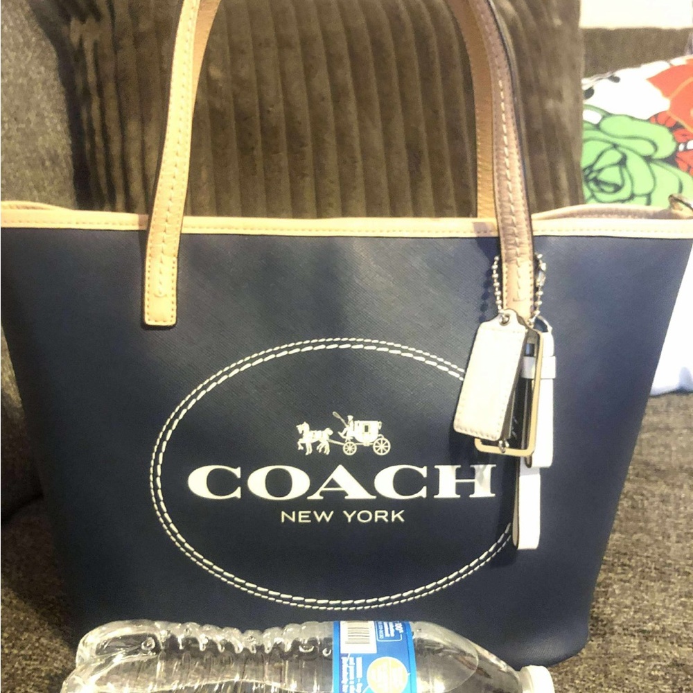 Coach Dark Blue and Beige Tote